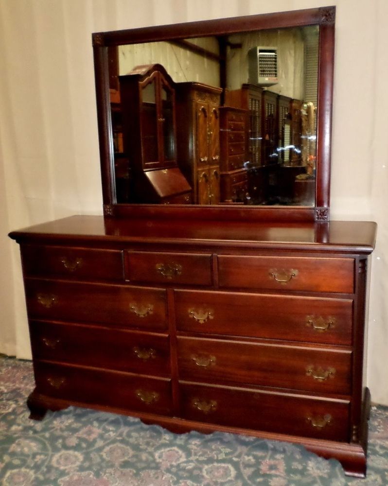 Trendy Hungerford Solid Mahogany Double Dresser 9 Drawer Chest With For Hungerford Furniture (View 8 of 15)