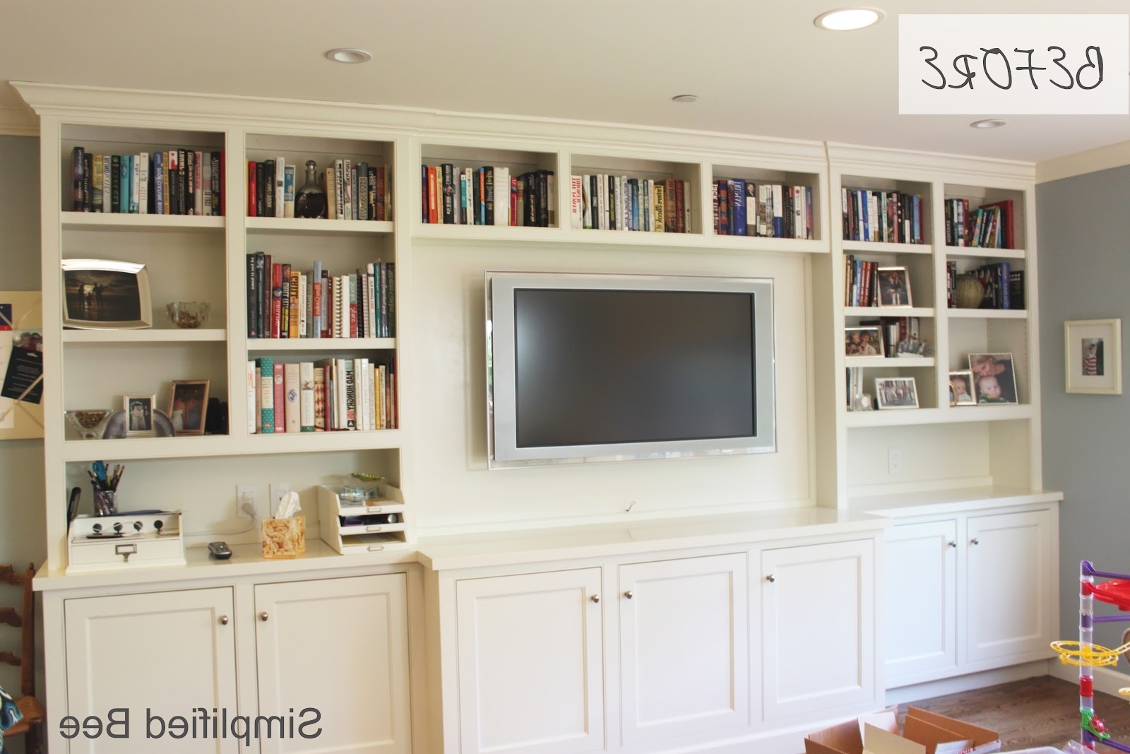 Tv In Bookcases Intended For Favorite Bookshelf Styling: Before & After – Michaela Noelle Designs (View 7 of 15)