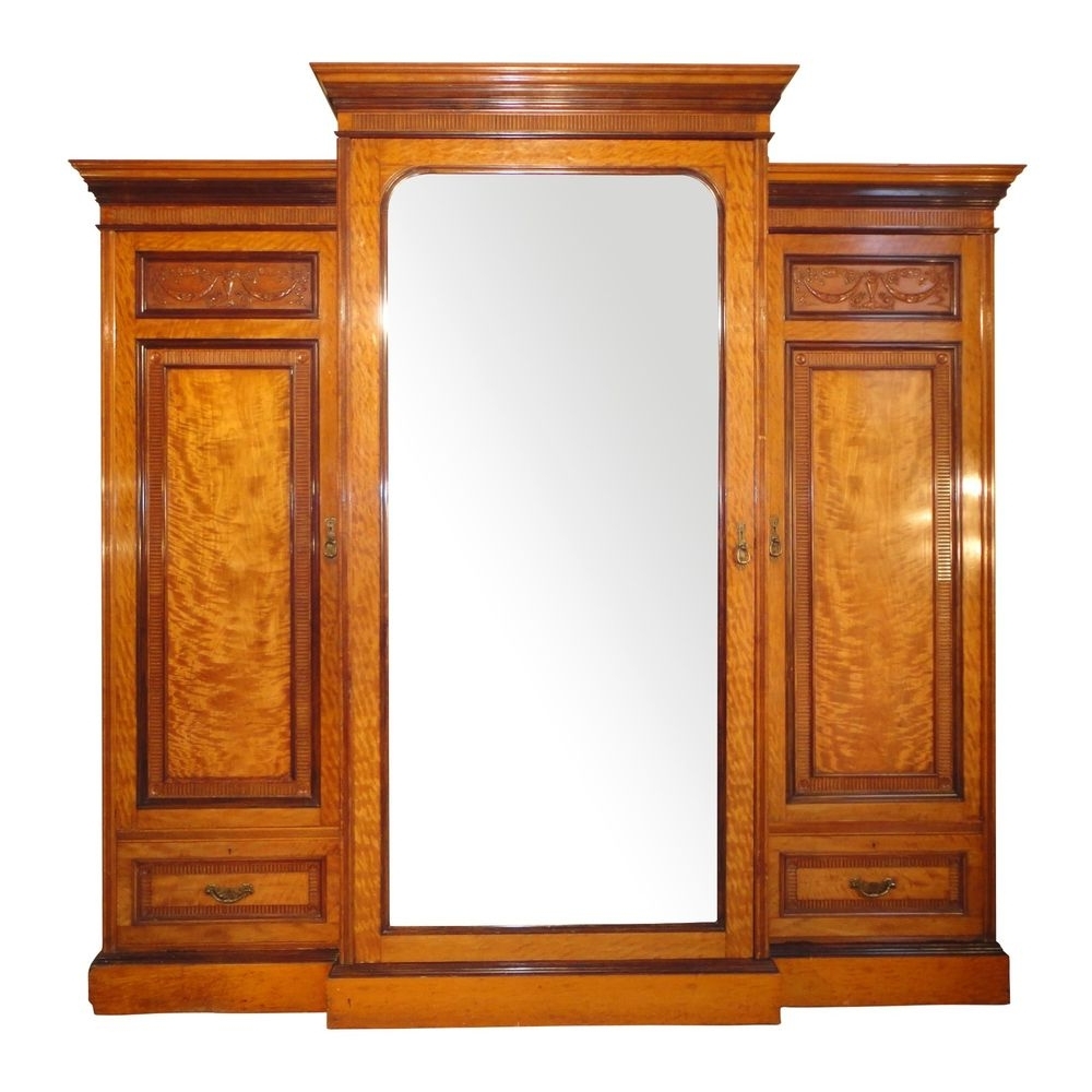 Victorian Satinwood & Rosewood Adam Style Three Door Breakfront Regarding Widely Used Breakfront Wardrobe (View 13 of 15)