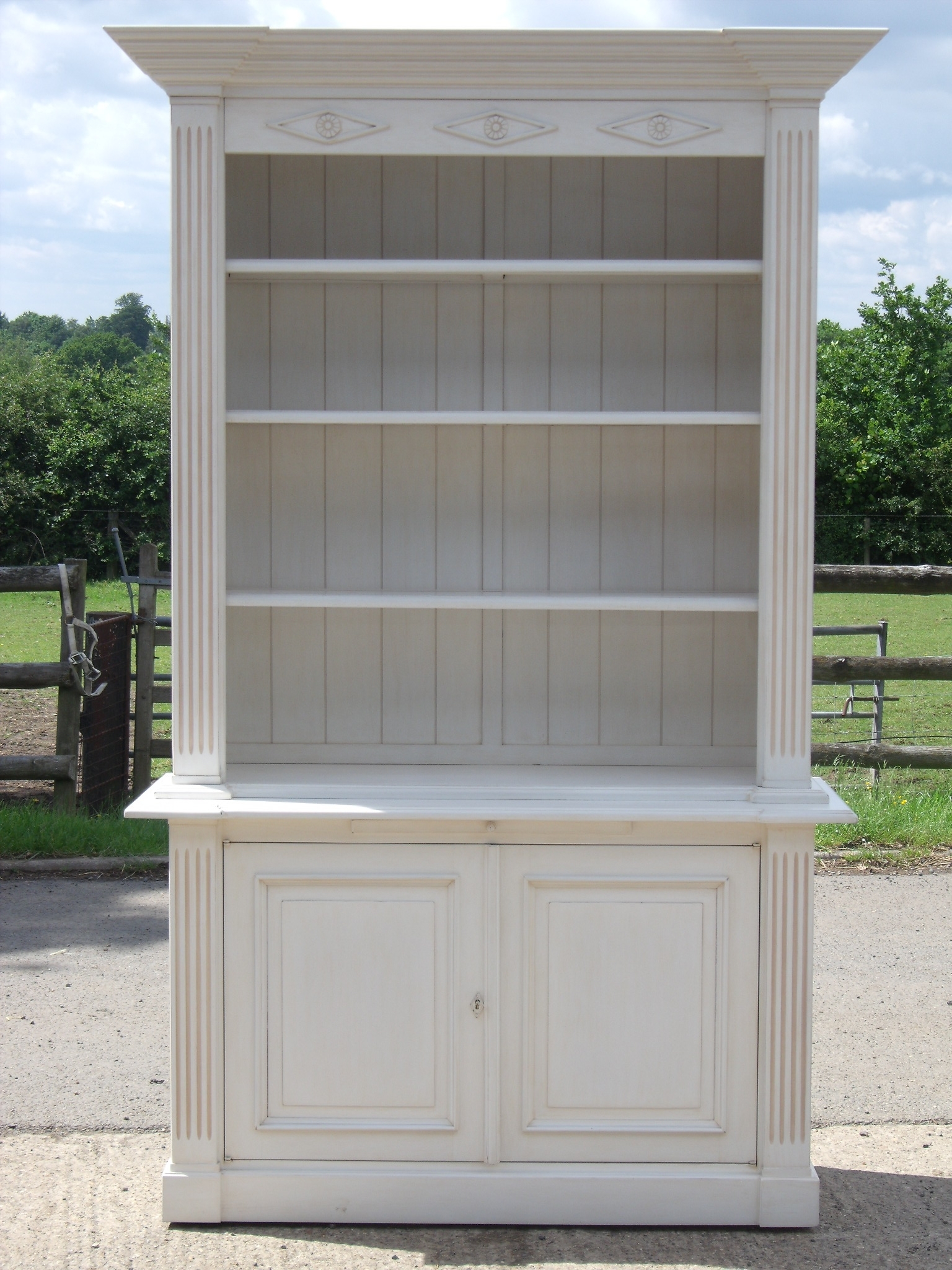 Well Known Classically Styled French Painted Bookcase With Cupboard Below Pertaining To Bookcases With Cupboard Base (Photo 2 of 15)