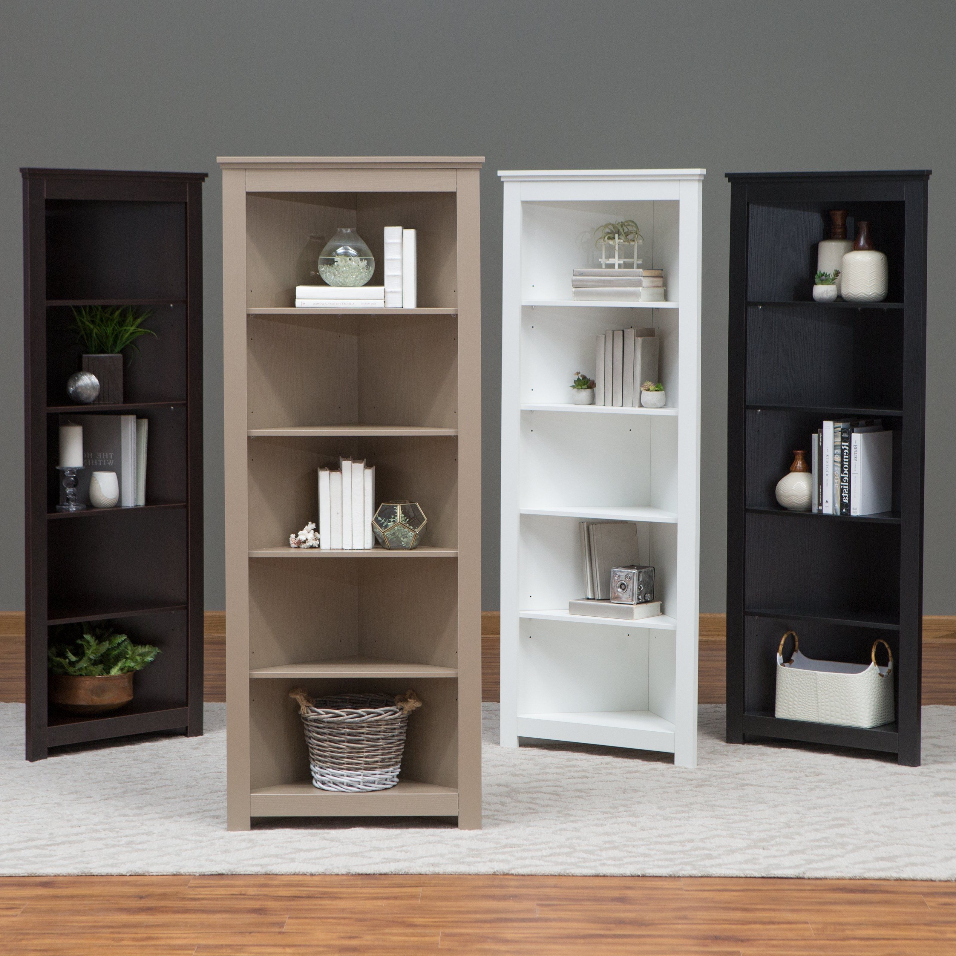Well Known Espresso Bookcases For Finley Home Redford Corner Bookcase (View 8 of 15)