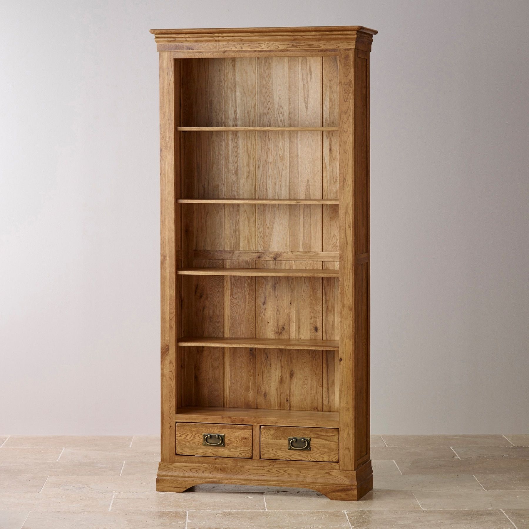 Well Known Solid Wood Bookcases With French Farmhouse Rustic Solid Oak Tall Bookcase (View 14 of 15)