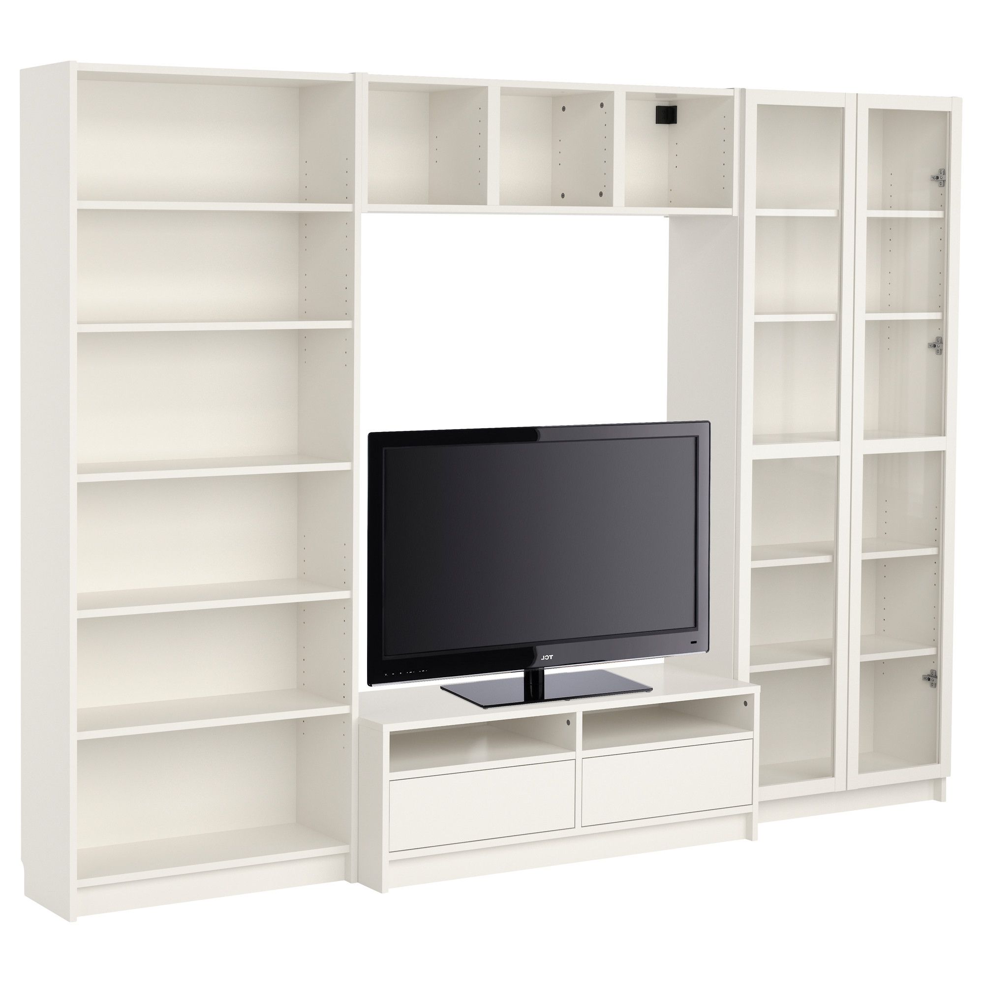 Well Known Tv Bookcases Combination Intended For Billy Bookcase Combination With Tv Bench – White – Ikea–add (Photo 1 of 15)