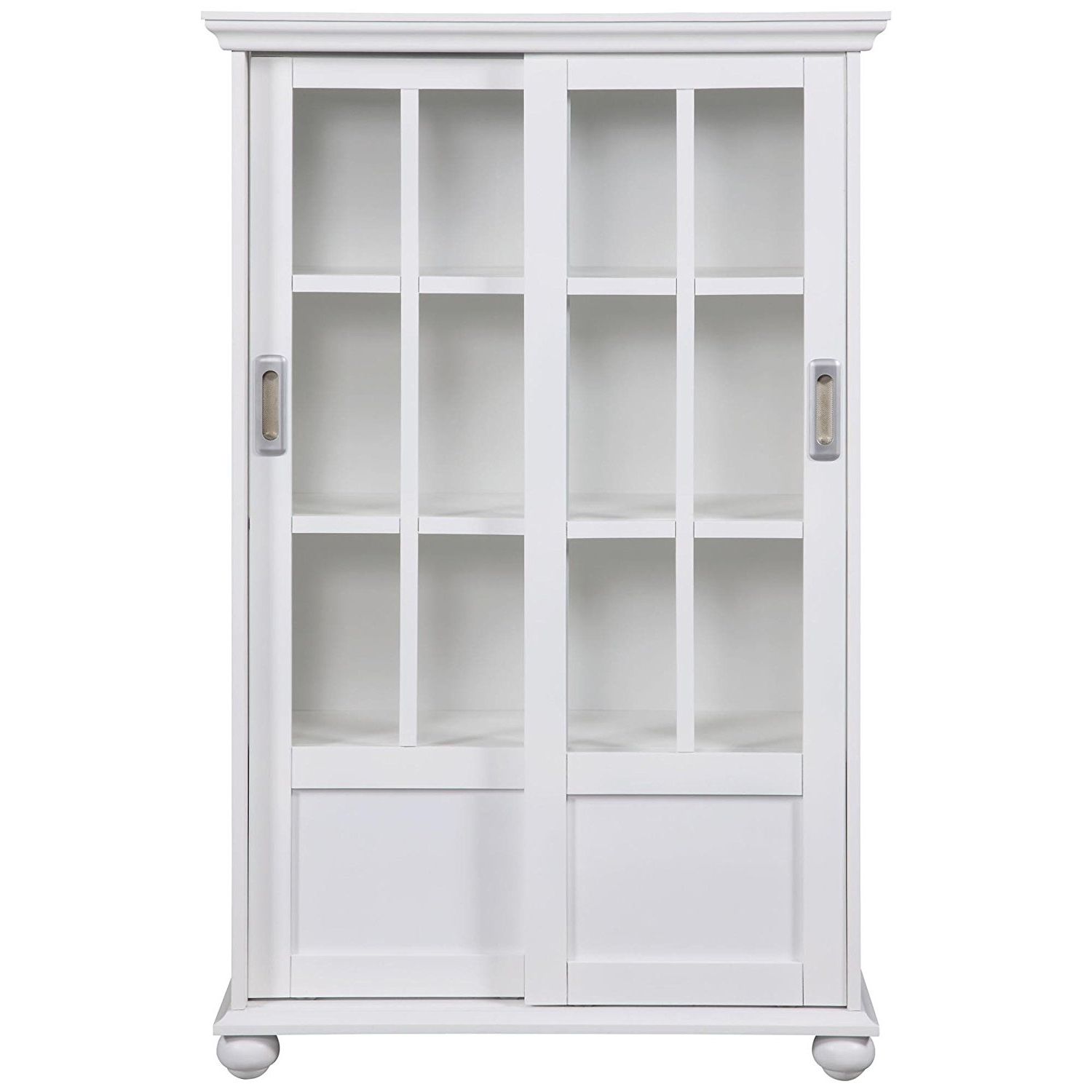 White Bookcases With Doors Intended For Most Recent Amazon: Altra 9448096 Bookcase With Sliding Glass Doors, White (View 2 of 15)