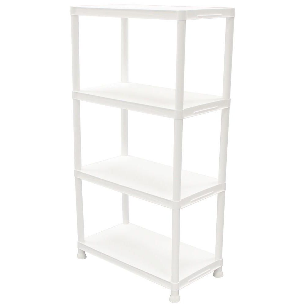 White Shelving Units For Well Known Hdx 4 Shelf 15 In. D X 28 In. W X 52 In (View 1 of 15)