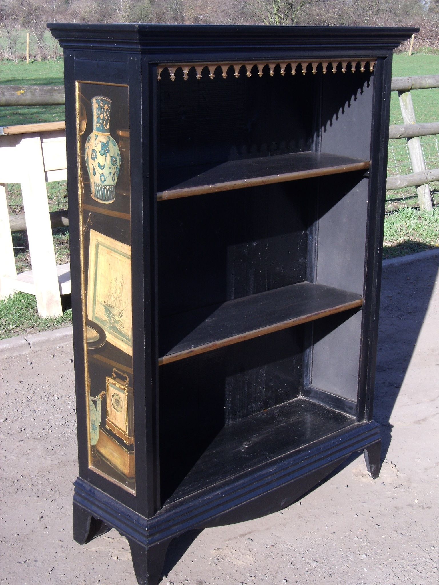 Widely Used Vintage Hand Painted Bookcase (View 3 of 15)