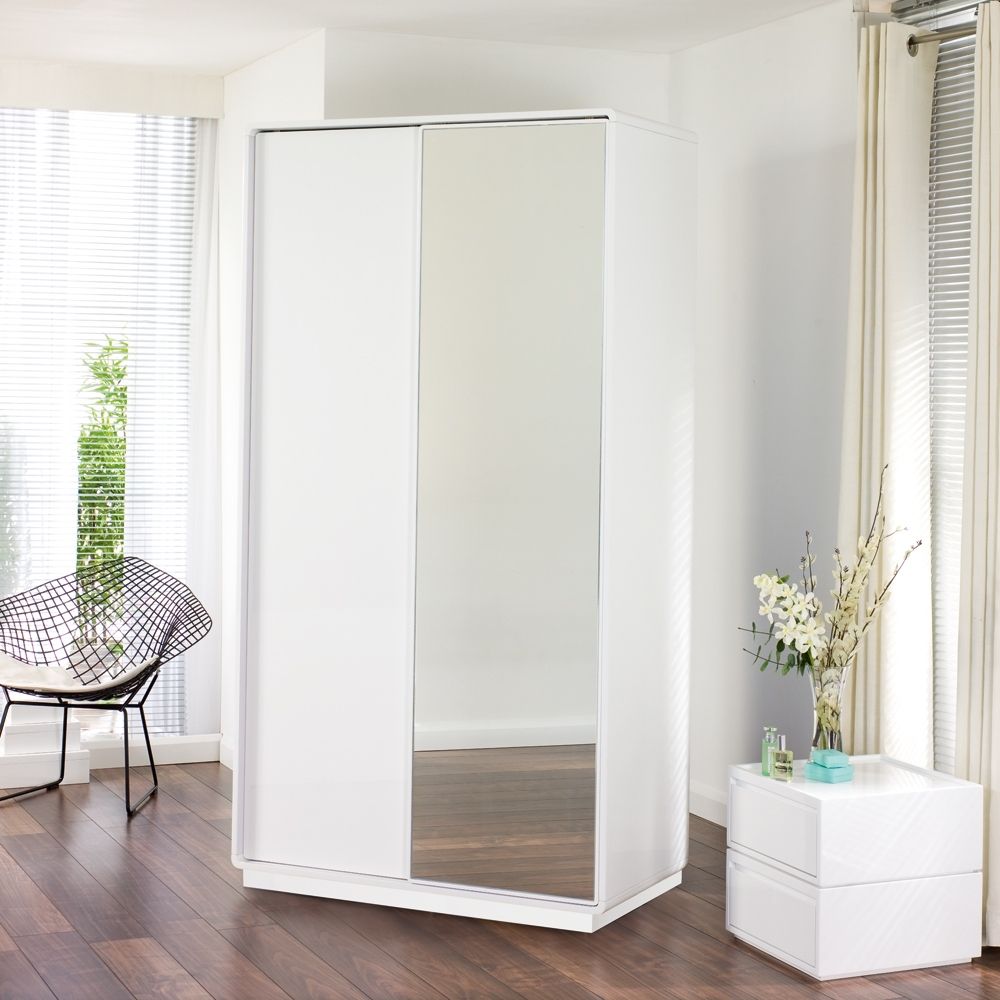 2 Door Sliding Mirrored Wardrobe Mirror Double With Doors Slide With Regard To Trendy White Mirrored Wardrobes (View 1 of 15)