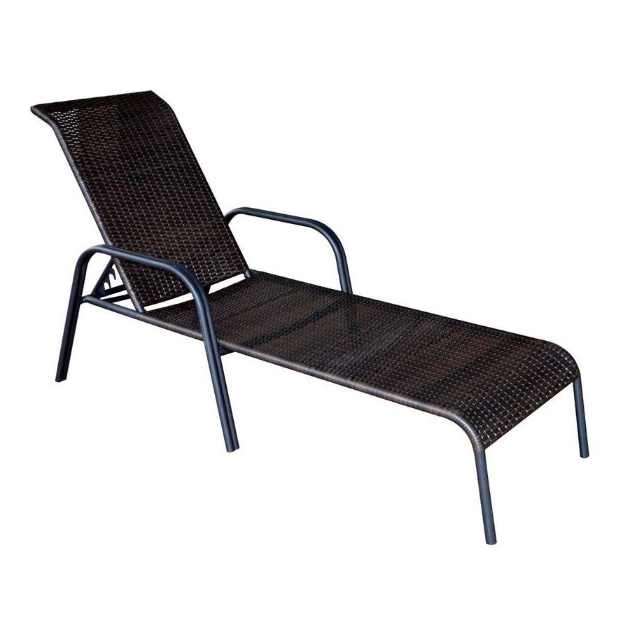 2017 Outdoor Pool Chaise Lounge Chairs Throughout Shop Garden Treasures Pelham Bay Brown Steel Stackable Patio (View 8 of 15)