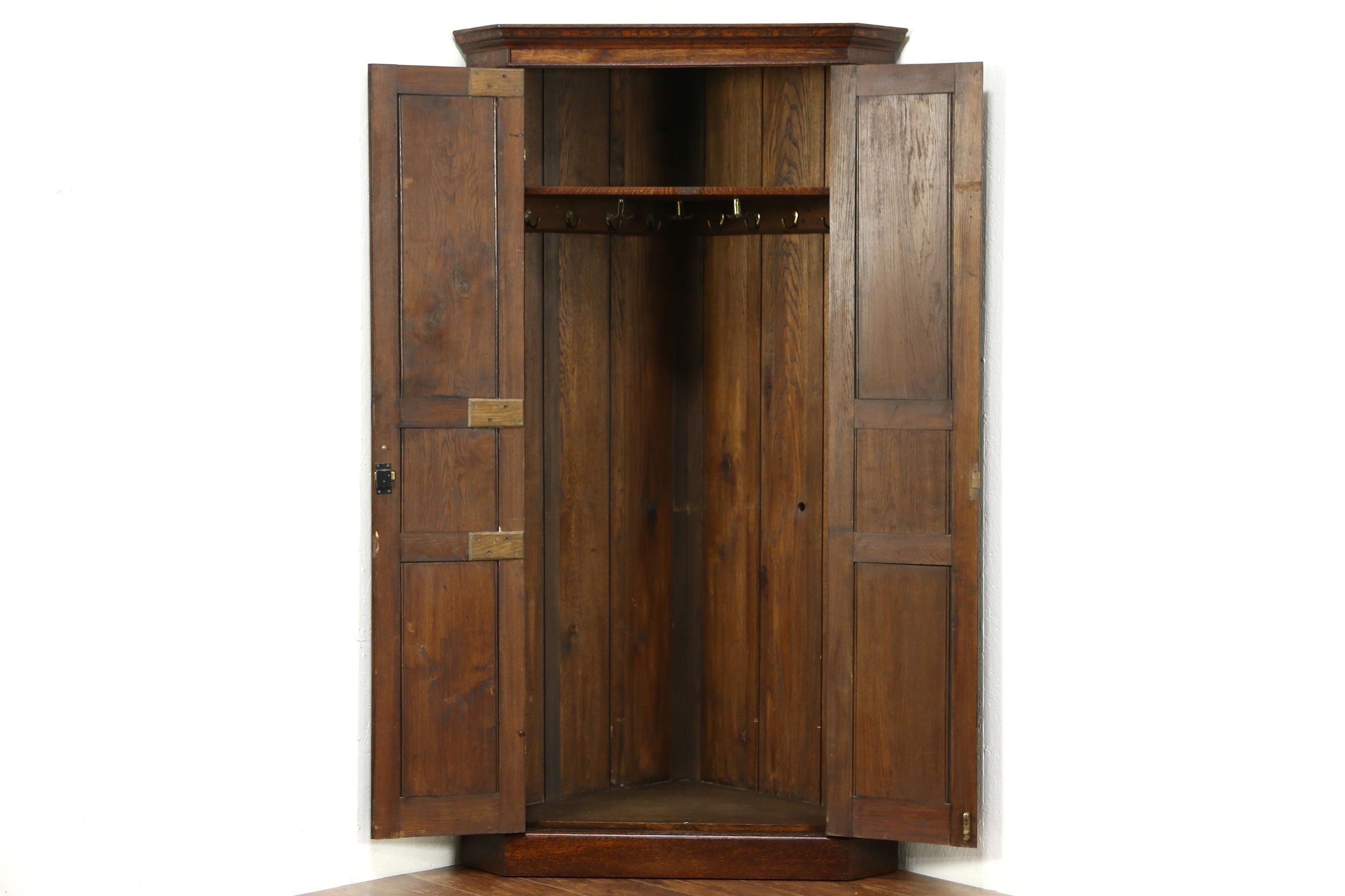 2017 Sold – Oak 1910 Antique Corner Cabinet Armoire, Closet Or Wardrobe In Oak Corner Wardrobes (View 8 of 15)