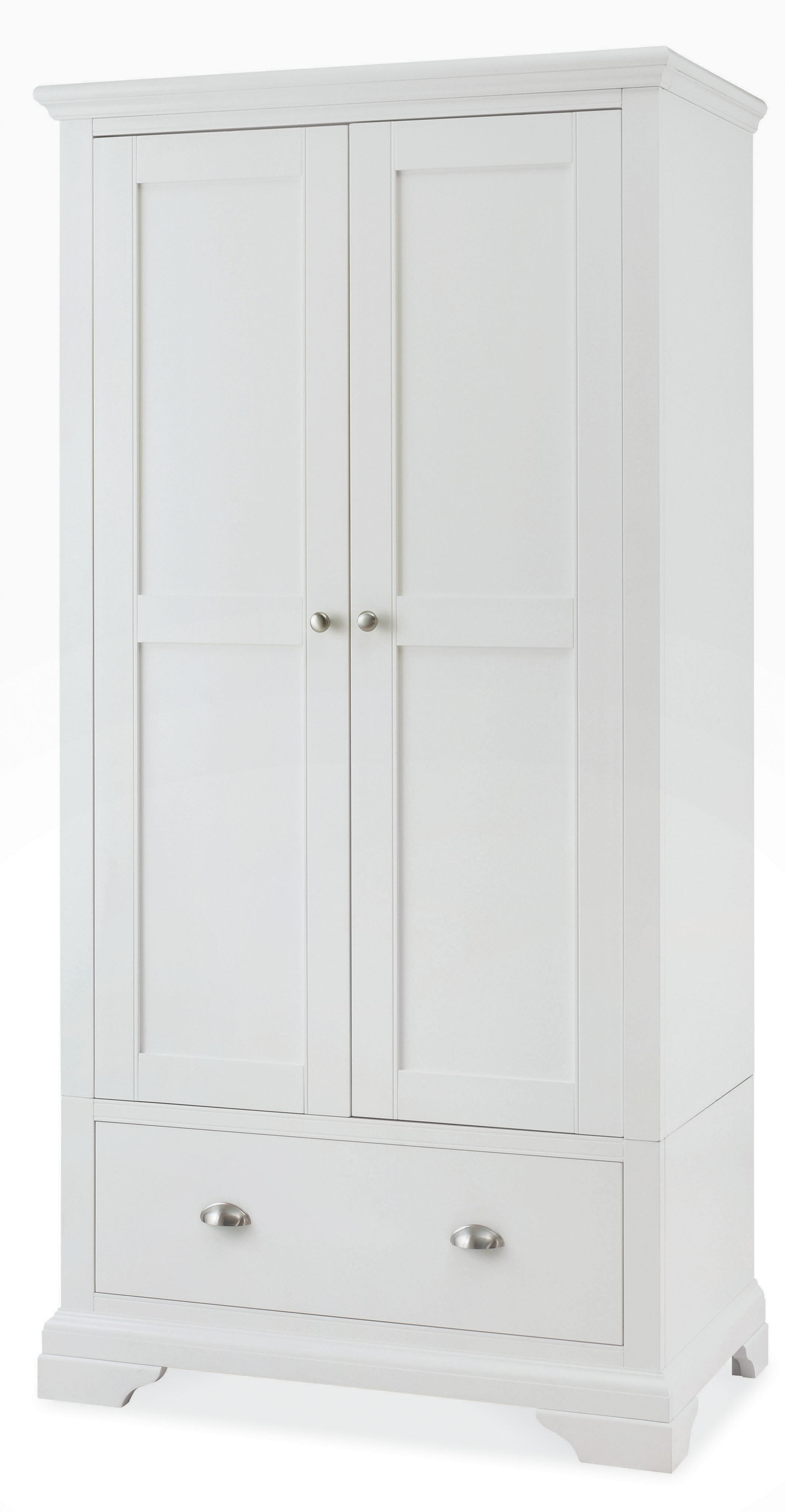 2018 Belgravia White Wardrobe Double With 2 Drawers Door Single Wood Intended For White Double Wardrobes With Drawers (Photo 1 of 15)