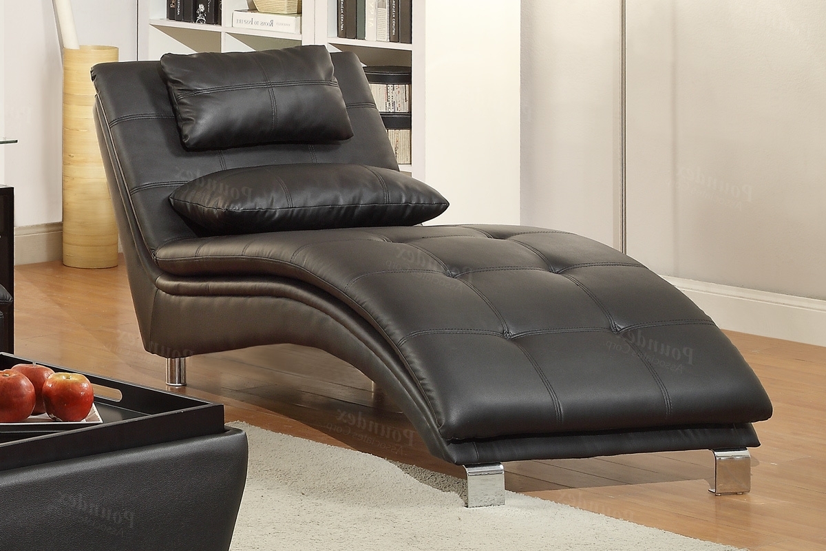 2018 Leather Chaises Pertaining To Duvis Black Leather Chaise Lounge – Steal A Sofa Furniture Outlet (Photo 1 of 15)