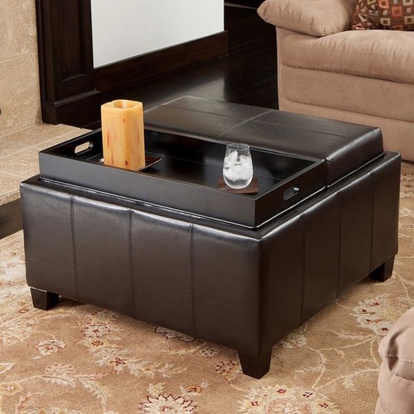 2018 Ottomans With Tray For Leather Storage Ottoman With Tray (View 7 of 10)