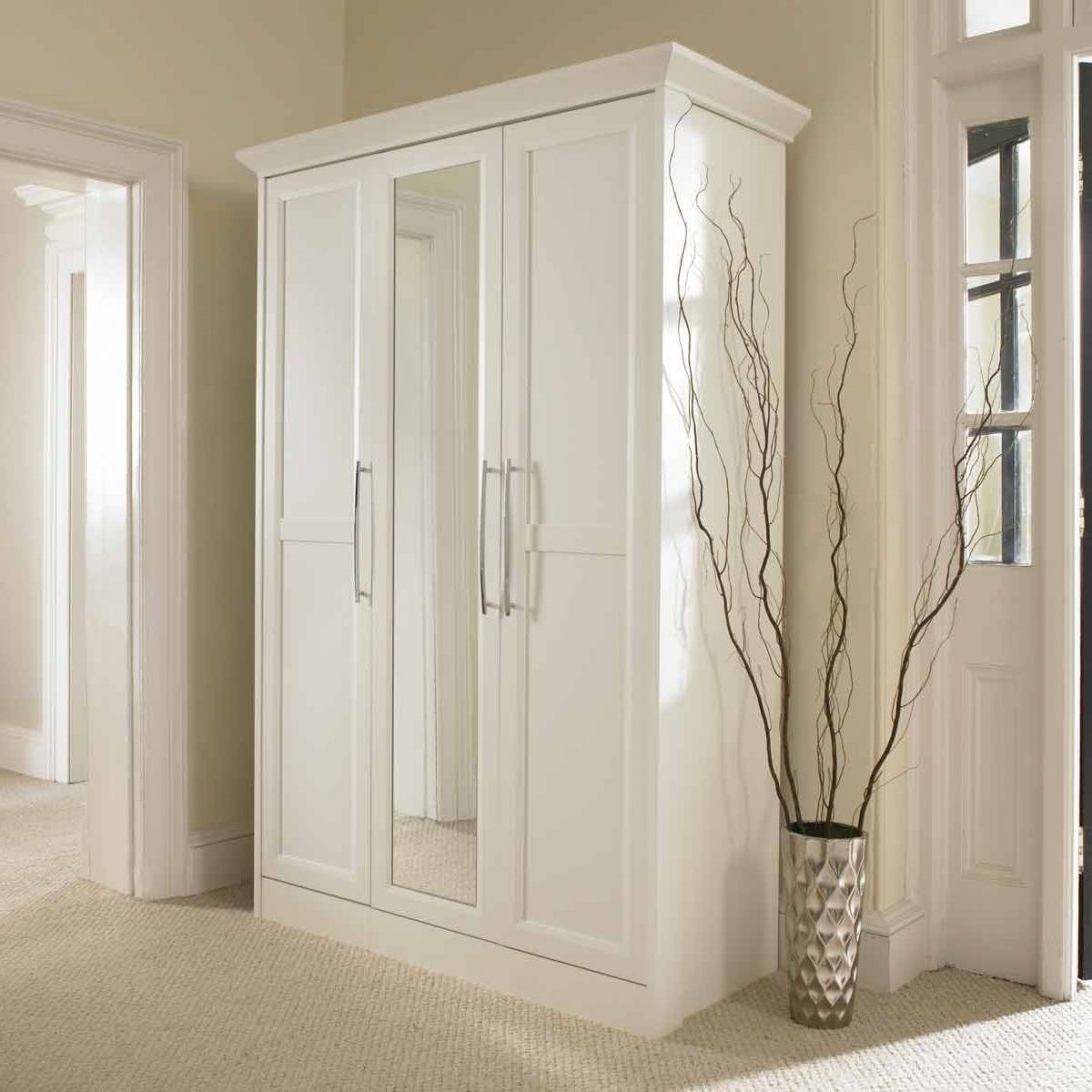 2018 Single White Wardrobes With Mirror Regarding Bergen Wardrobe White With Mirror Doors Single Cheap Shabby Chic  (View 12 of 15)