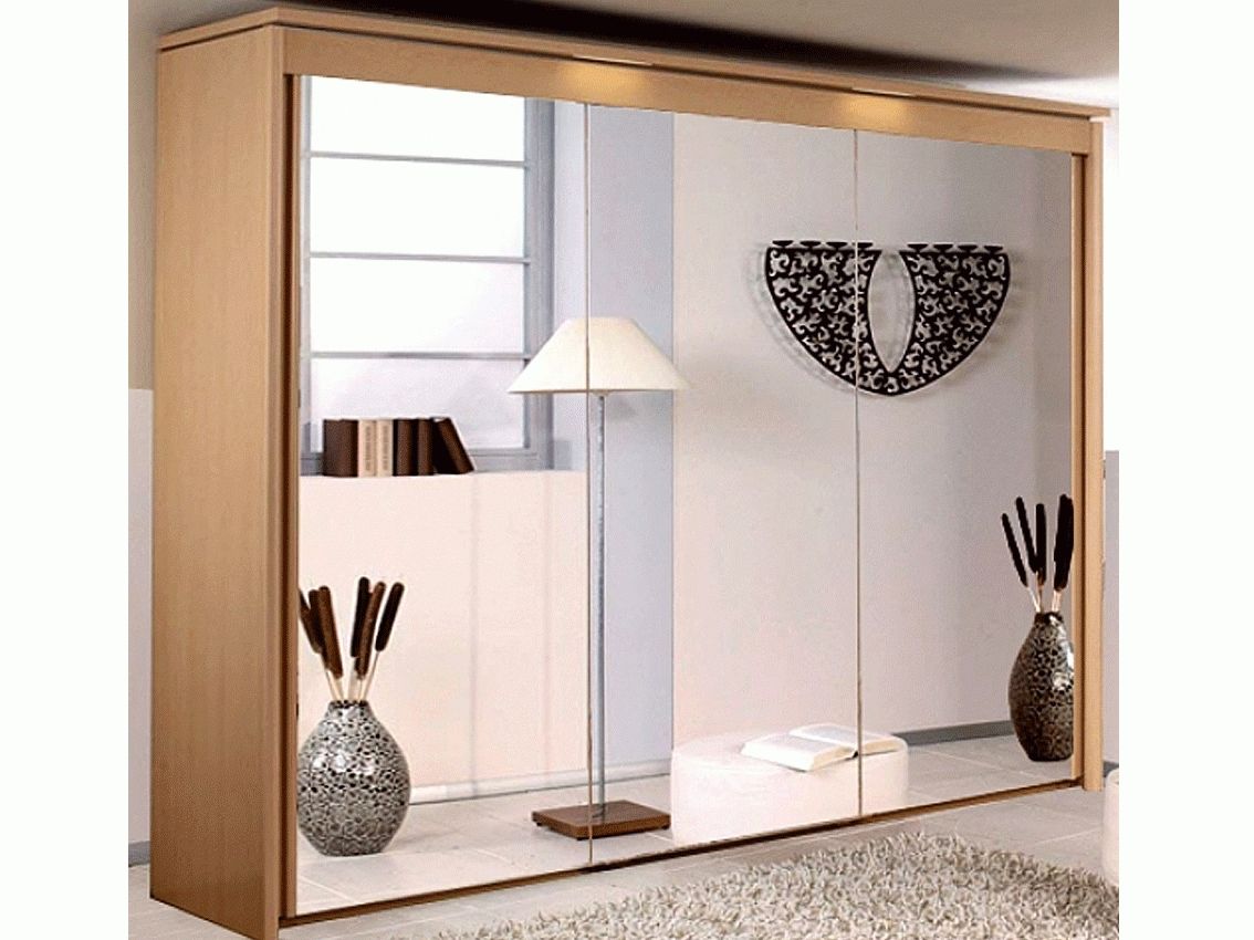 4 Door Wardrobes With Mirror And Drawers Inside Most Recently Released Mirror Design Ideas: New York 3 Door Mirrored Wardrobe Beech (View 8 of 15)