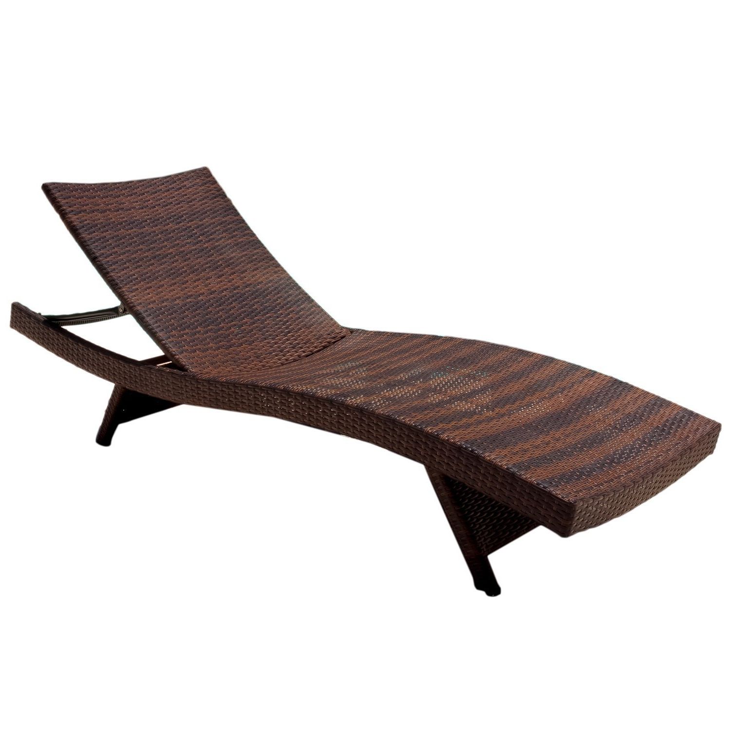 Amazon : Best Selling Outdoor Adjustable Wicker Lounge, Brown In Popular Wicker Chaise Lounge Chairs For Outdoor (View 14 of 15)