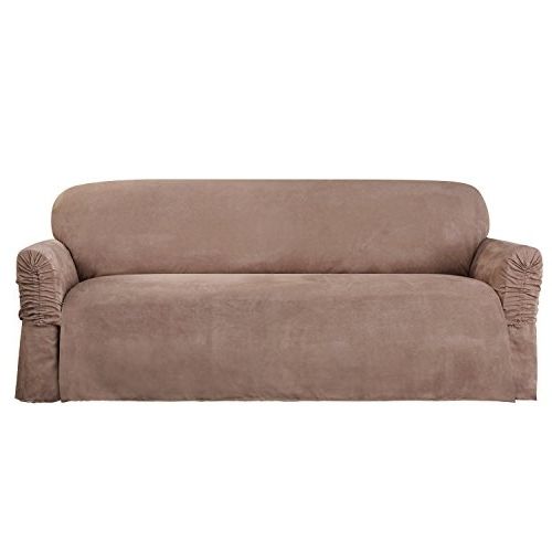 Amazon: Sure Fit Faux Suede – Sofa Slipcover – Taupe (sf38888 Intended For Most Up To Date Faux Suede Sofas (View 1 of 10)