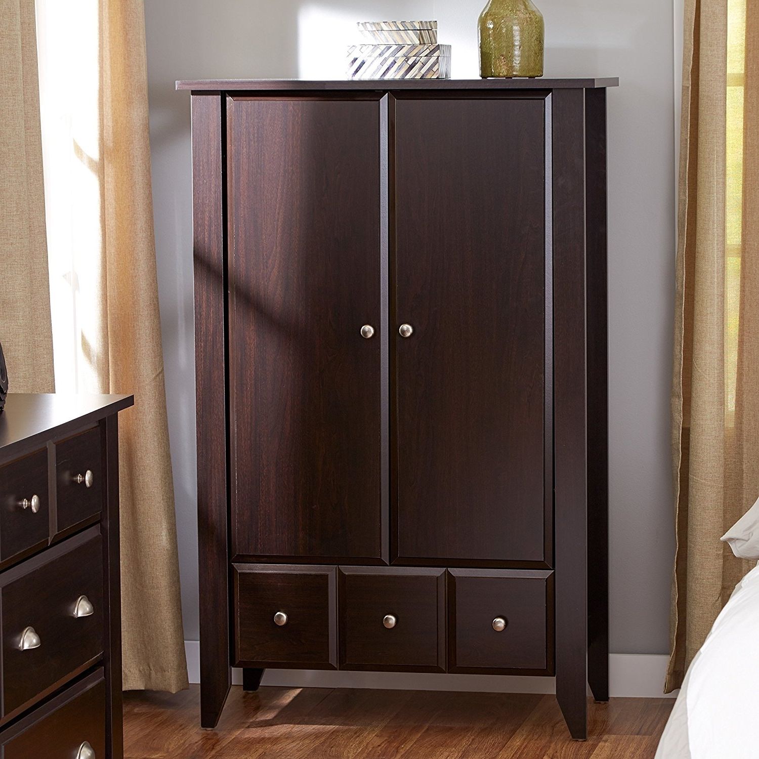 Amazon: Wardrobe Closet Armoire – Modern Contemporary Dresser With Most Recently Released Black Wood Wardrobes (View 7 of 15)
