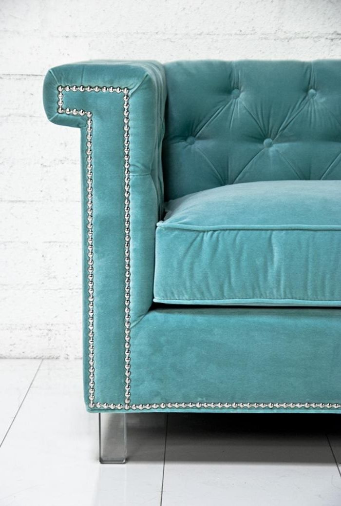 Aqua Sofas Intended For Well Liked Www.roomservicestore – Sinatra Sofa In Aqua Velvet (Photo 9 of 10)