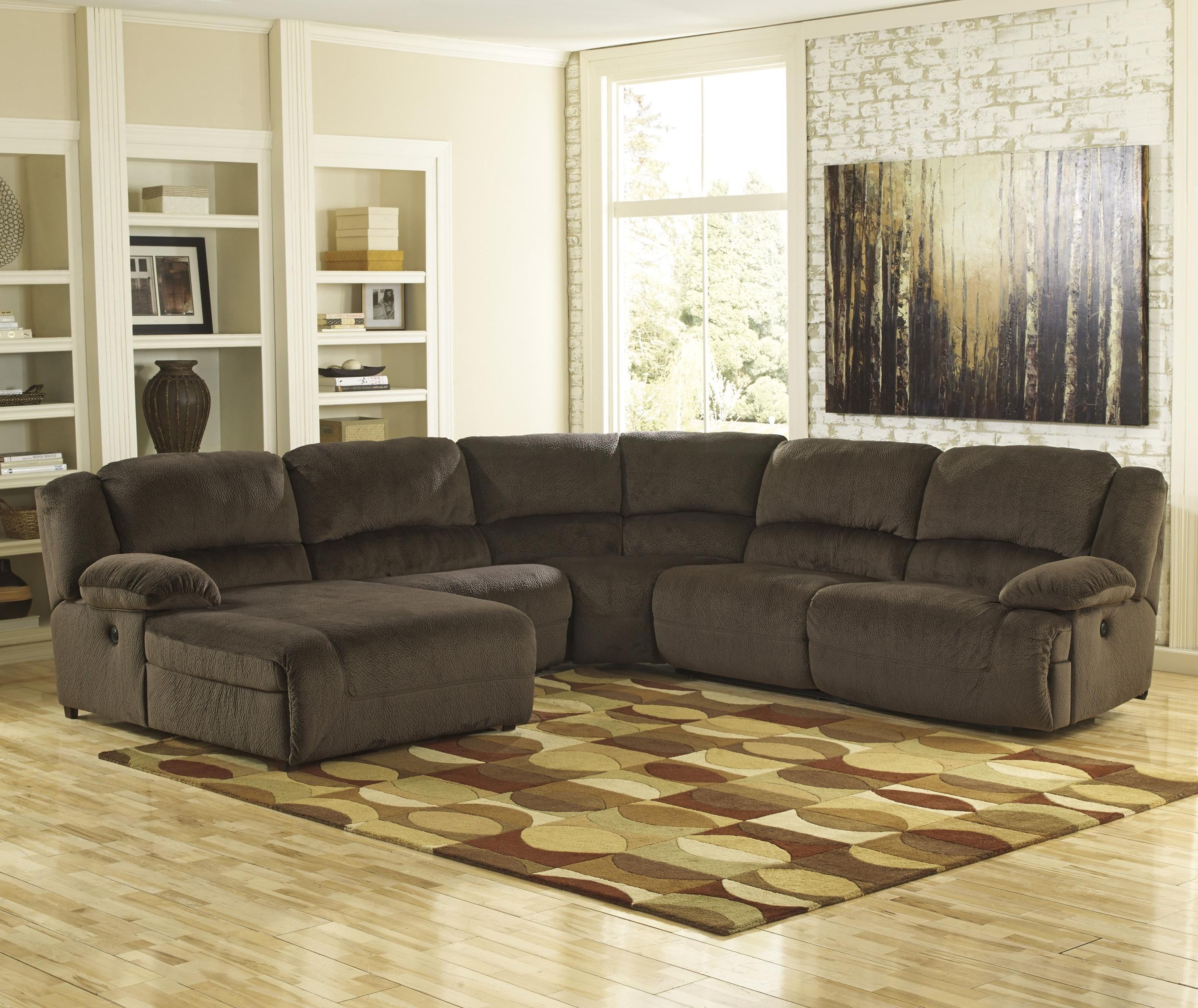 Ashley Signature Design Toletta – Chocolate Reclining Sectional Within Most Up To Date Sectionals With Chaise And Recliner (Photo 1 of 15)