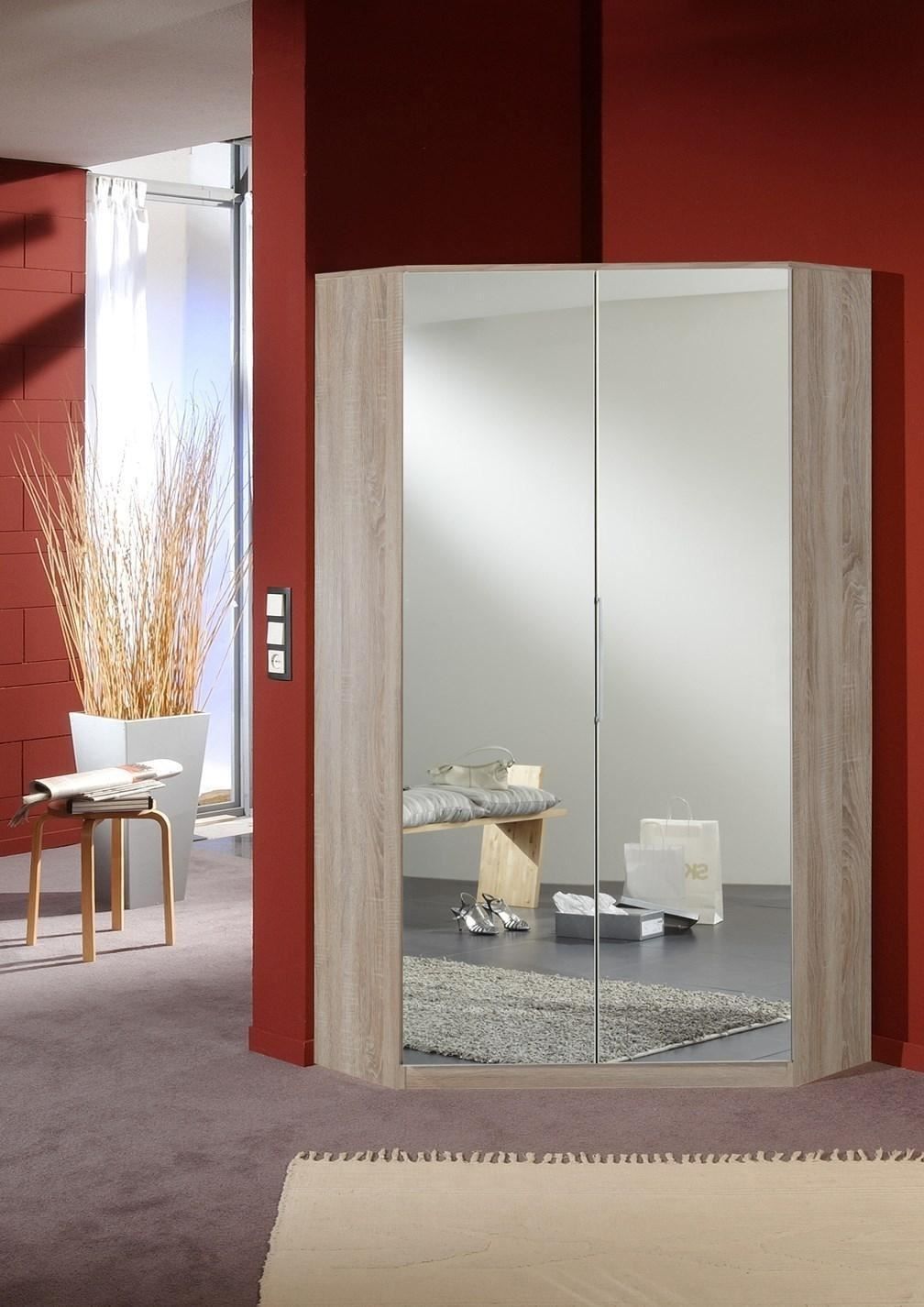 Best And Newest Corner Mirror Wardrobes For German 2 Door Mirror & Oak Corner Wardrobe With Shelves And (View 1 of 15)