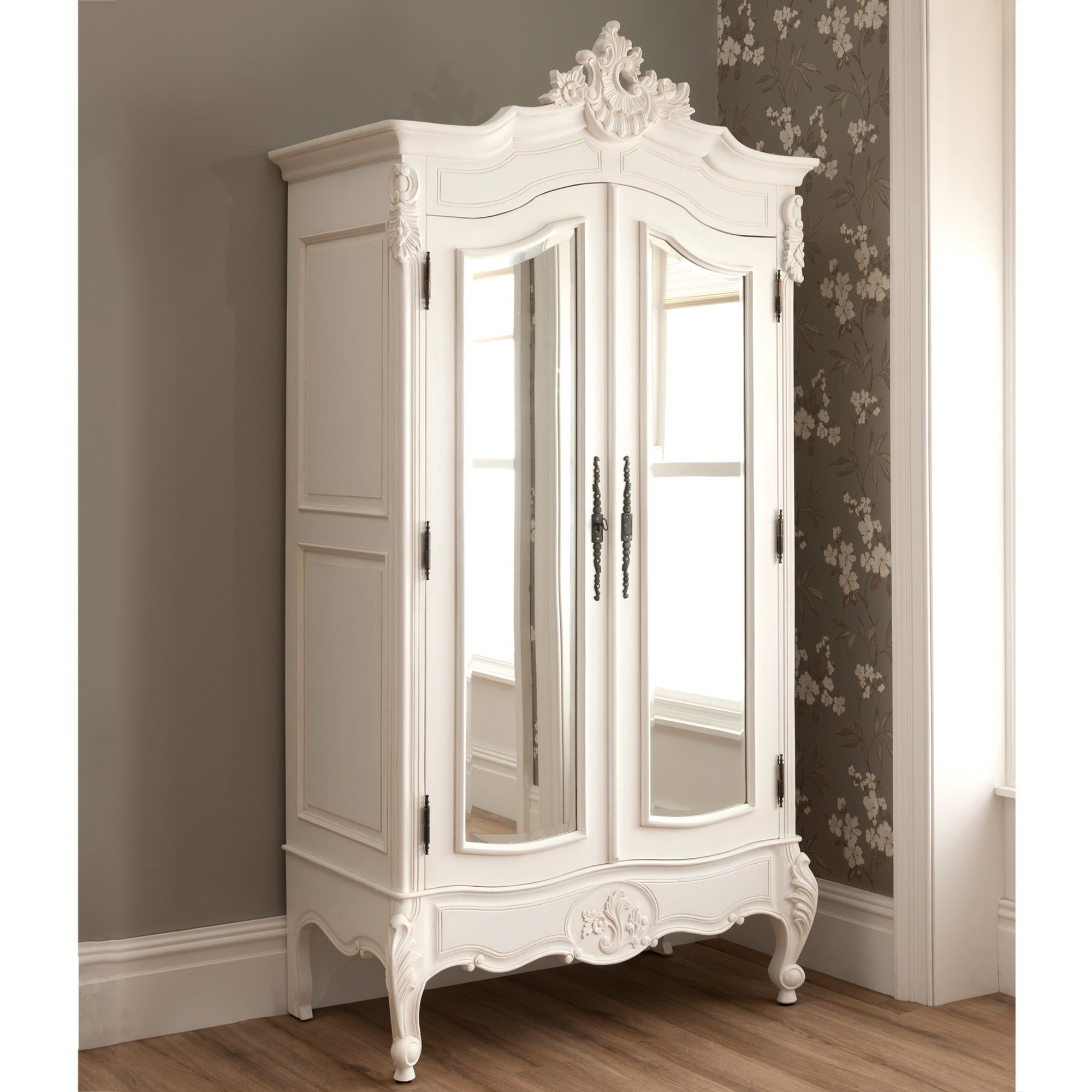 Best And Newest La Rochelle Mirrored Antique French 1 Door Wardrobe With Ornate Wardrobes (View 11 of 15)