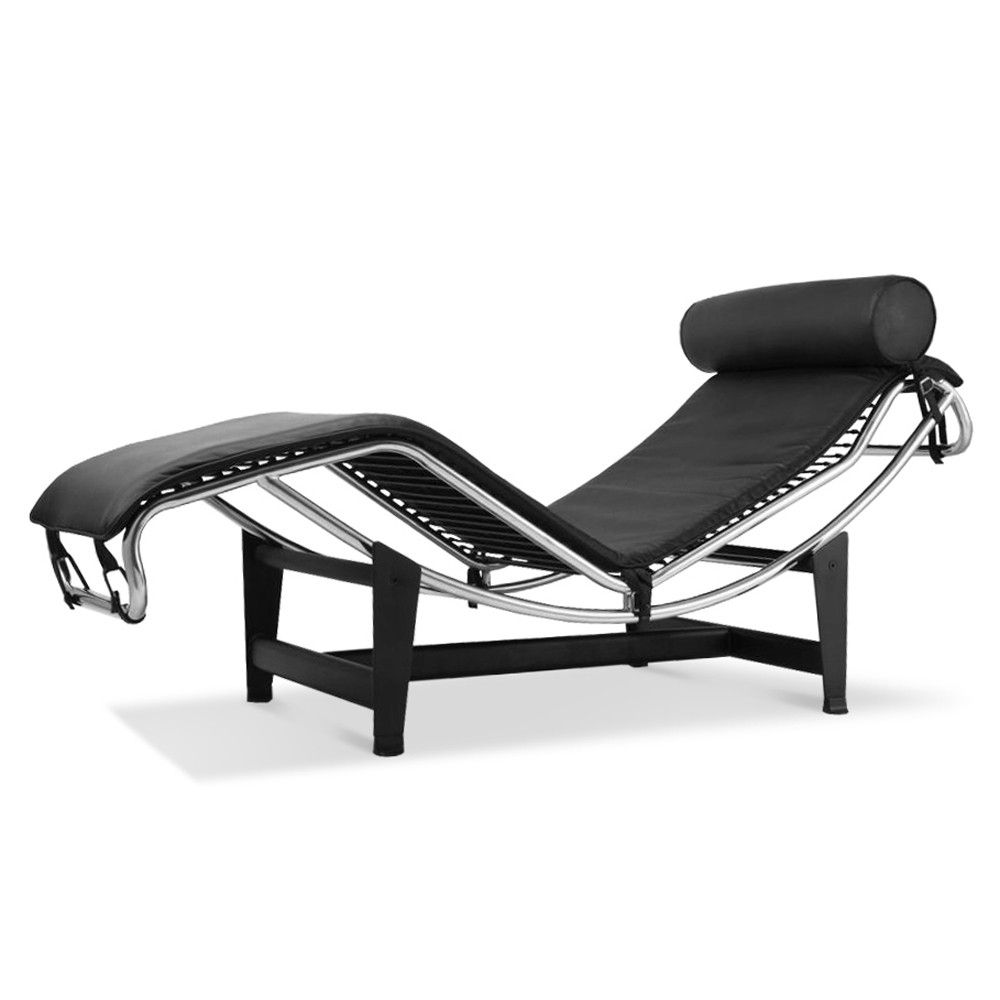Best And Newest Le Corbusier La Chaise Chair Lc4 Chaise Lounge Black Leather For Lc4 Chaise Lounges (View 13 of 15)
