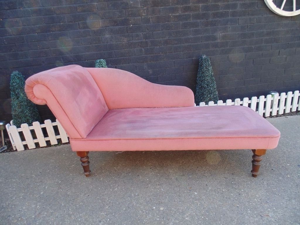 Best And Newest Pink Chaise Lounges Intended For Old Pink Velvet Chaise Lounge With Solid Wood Legs The Fabric (Photo 1 of 15)