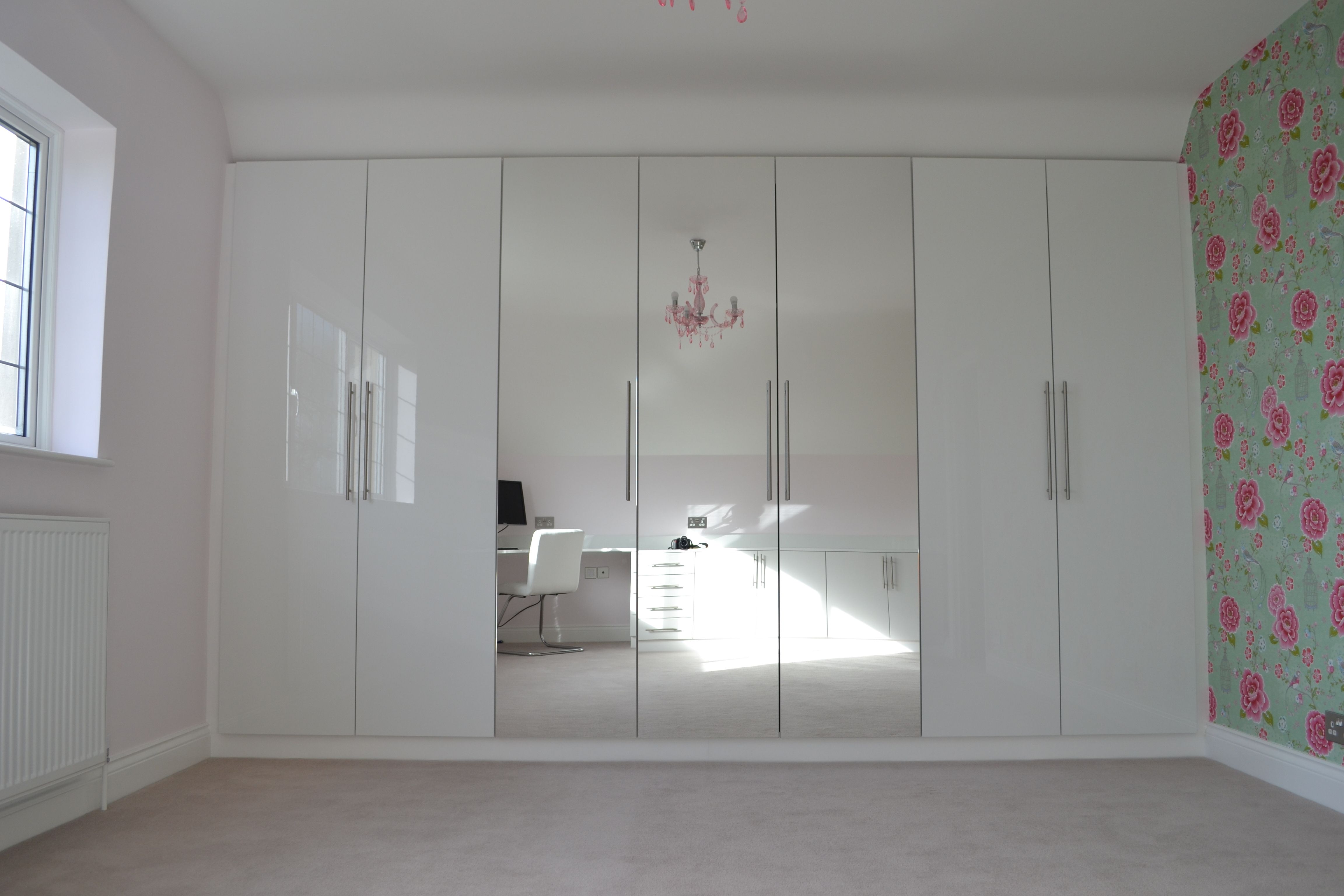Best And Newest Stylish Bedroom With Gloss White Cabinet And Custom Made Curved Within Tall White Gloss Wardrobes (View 2 of 15)