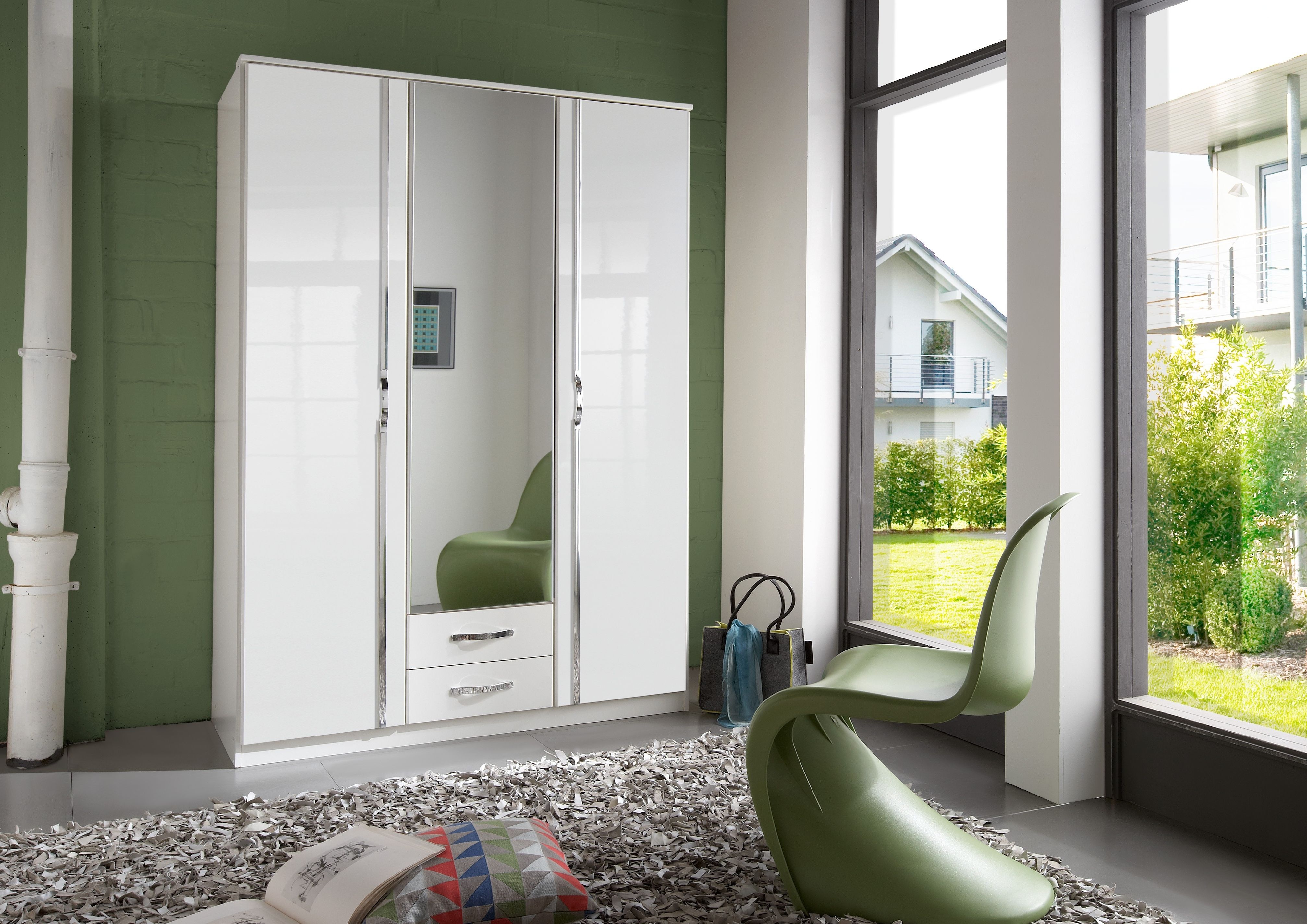Best And Newest White Gloss Mirrored Wardrobes Within White Wardrobe With Mirror Amazon Drawers And Sliding Door Doors (View 1 of 15)