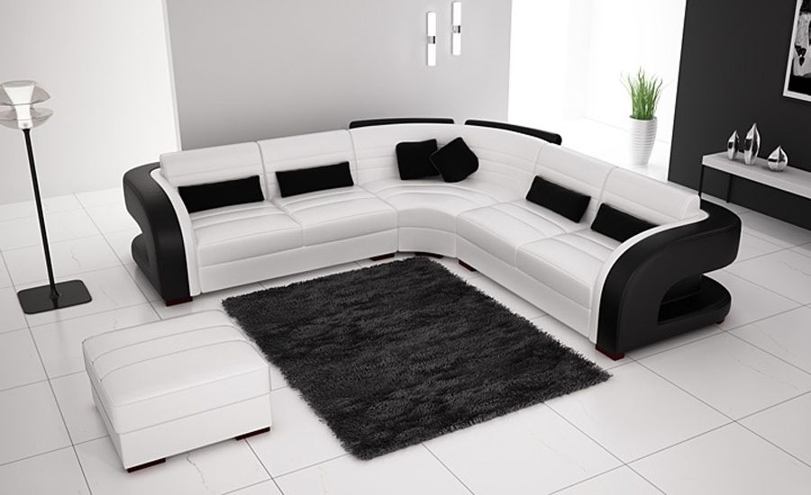 Black And White Sofas Within Widely Used Free Shipping Classic Black And White Genuine Leather L Shaped (View 2 of 10)