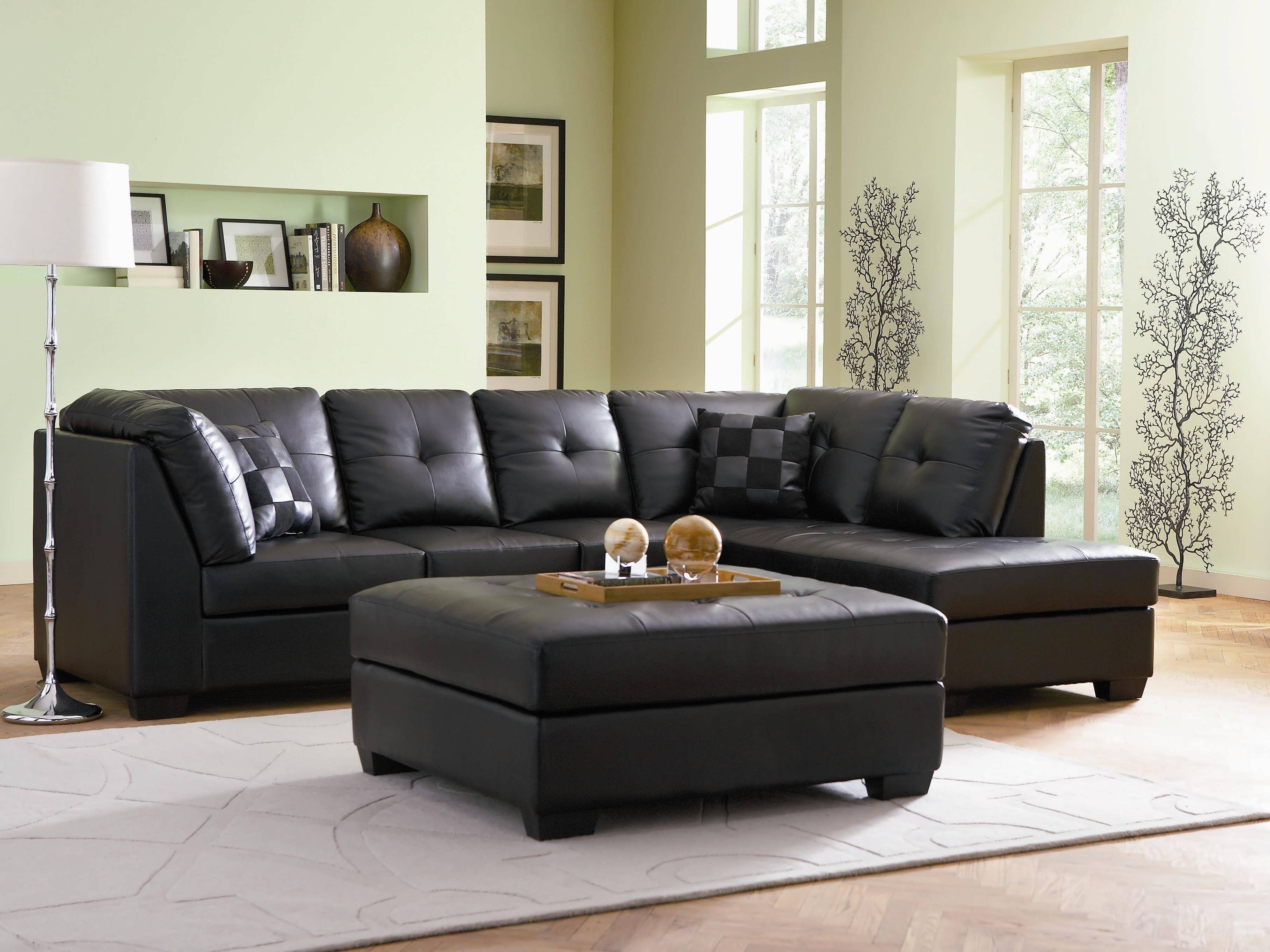Black Leather Sectionals With Chaise Within Widely Used Sofa : Chaise Sofa Cream Leather Sofa Black Sectional Sofa With (Photo 14 of 15)