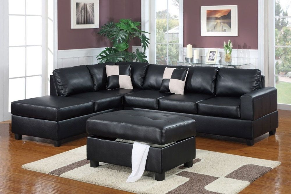 Black Leather Sectionals With Ottoman For 2017 Black Leather Sectional With Ottoman (Photo 1 of 10)