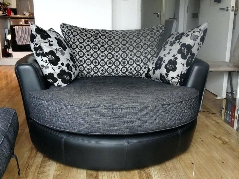 Black Leather Swivel Sofa Chair Couch Cuddle Design Awesome In Regarding Most Current Swivel Sofa Chairs (View 1 of 10)