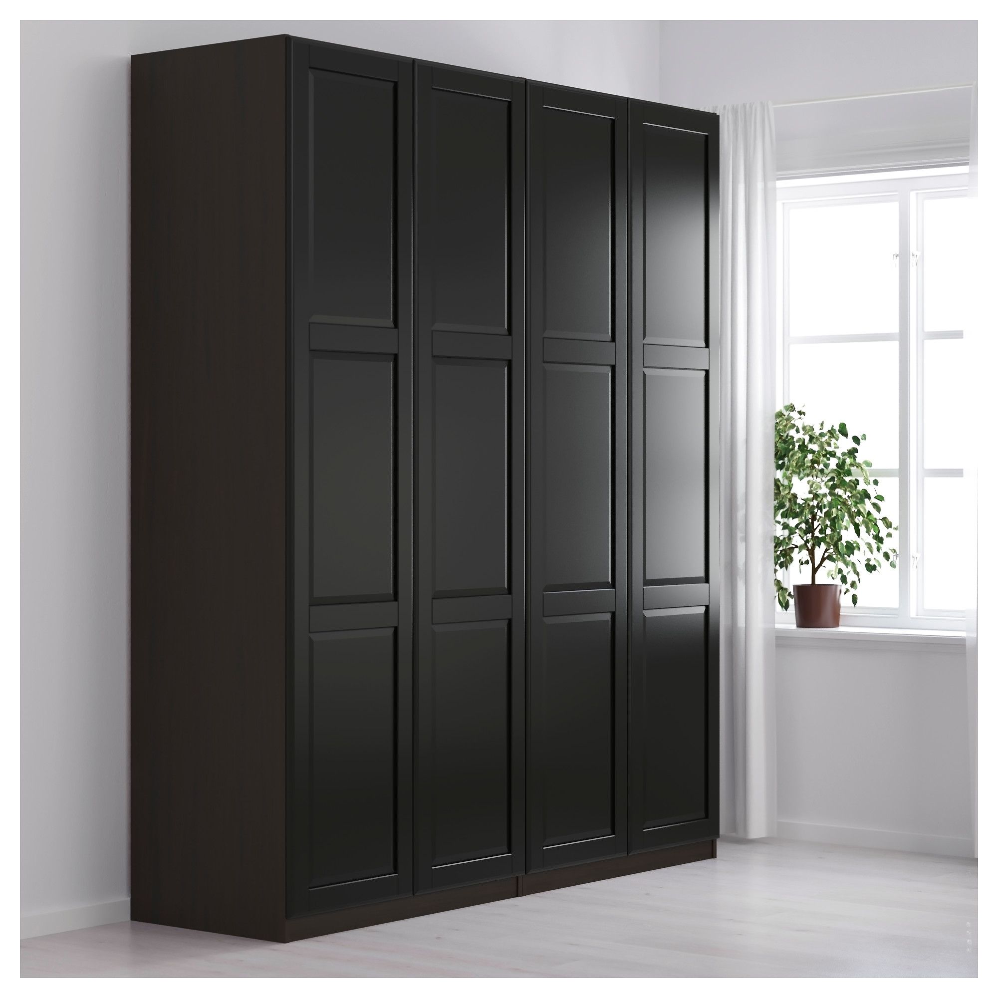 Black Wardrobes For Popular Pax Wardrobe Black Brown/undredal Black 200x60x236 Cm – Ikea (Photo 1 of 15)