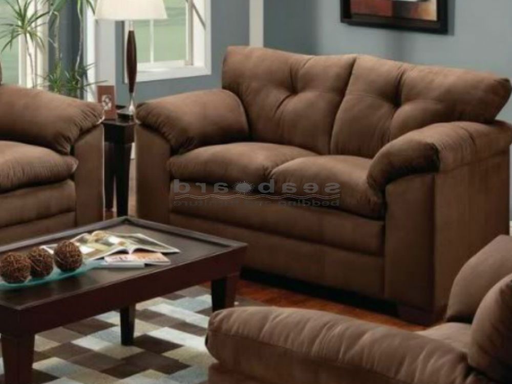 Casual Sofas And Chairs Throughout Most Recently Released Chocolate Microfiber Sofa And Loveseat Set  (View 4 of 10)