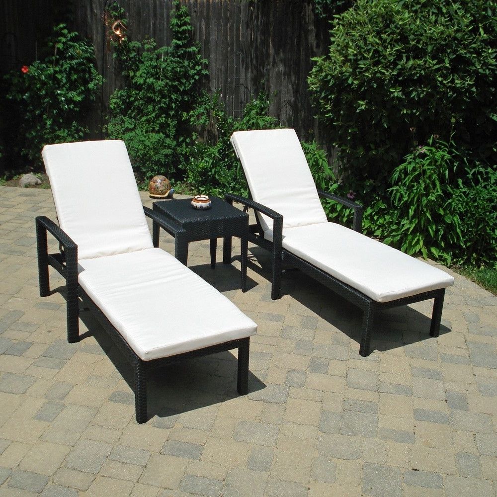 Chaise Lounge Sets In Best And Newest Caicos Chaise Lounge Set In Black Wicker With Ivory Cushions (View 1 of 15)