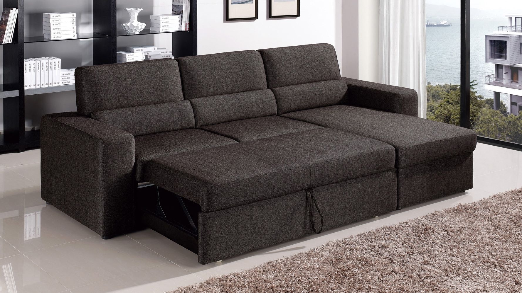Chaise Sleepers Within Trendy Black/brown Clubber Sleeper Sectional Sofa (View 3 of 15)