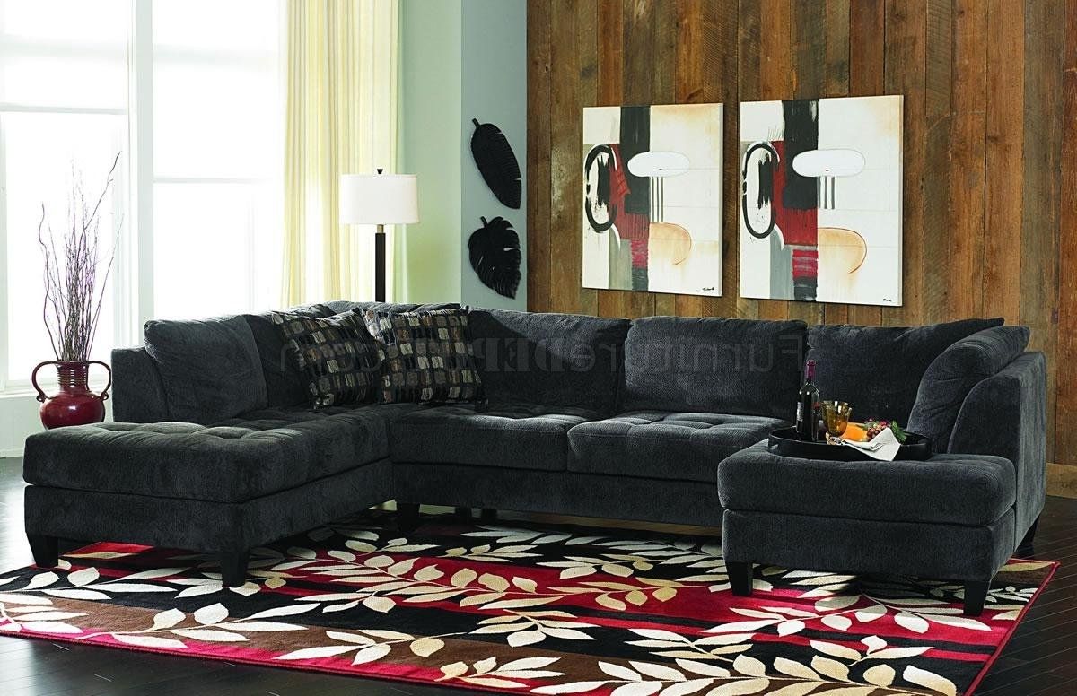 Charcoal Sectionals With Chaise Throughout Popular Charcoal Gray Fabric Contemporary Double Chaise Sectional Sofa (View 4 of 15)