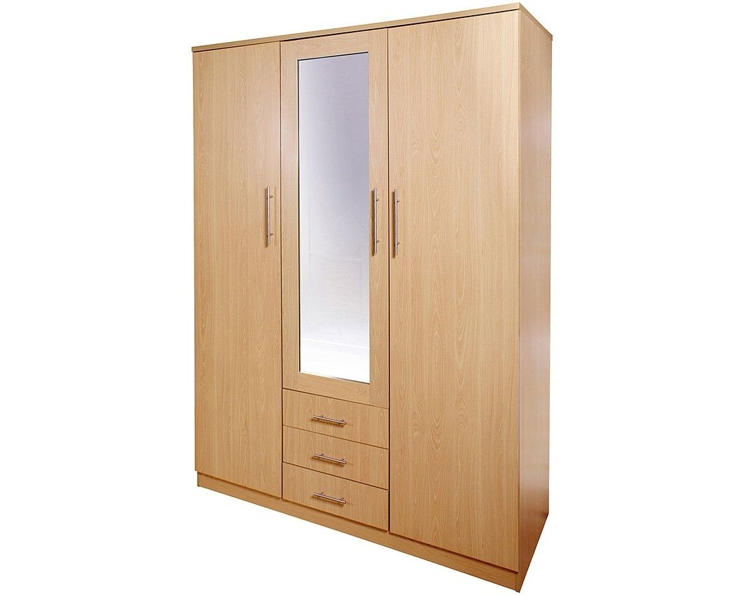 Cheap 3 Door Wardrobes Intended For Fashionable Vegas 3 Door Wardrobe With Mirror – Bigmickey (View 8 of 15)