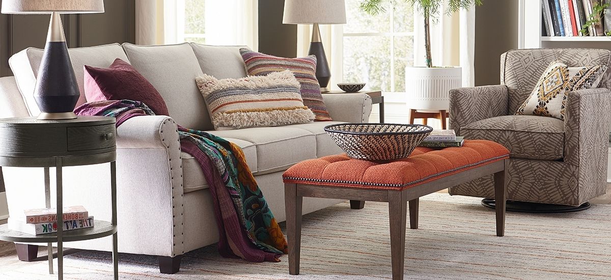 Chintz Sofas Intended For Widely Used Fabric Sofas And Couchesbassett Home Furnishings (View 10 of 10)