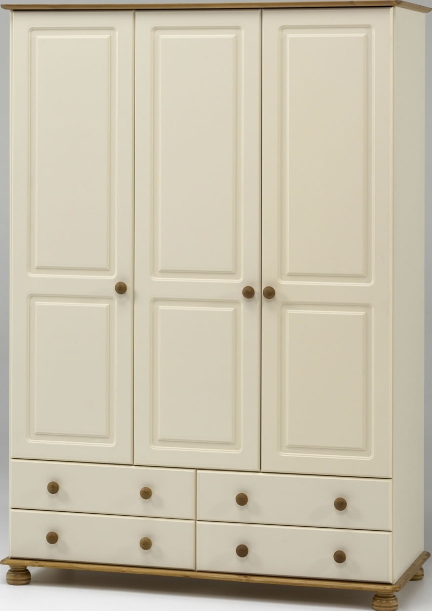 Cream Wardrobes With Trendy 3 Door Wardrobe – Cream & Pine – Steens Richmond (Photo 1 of 15)