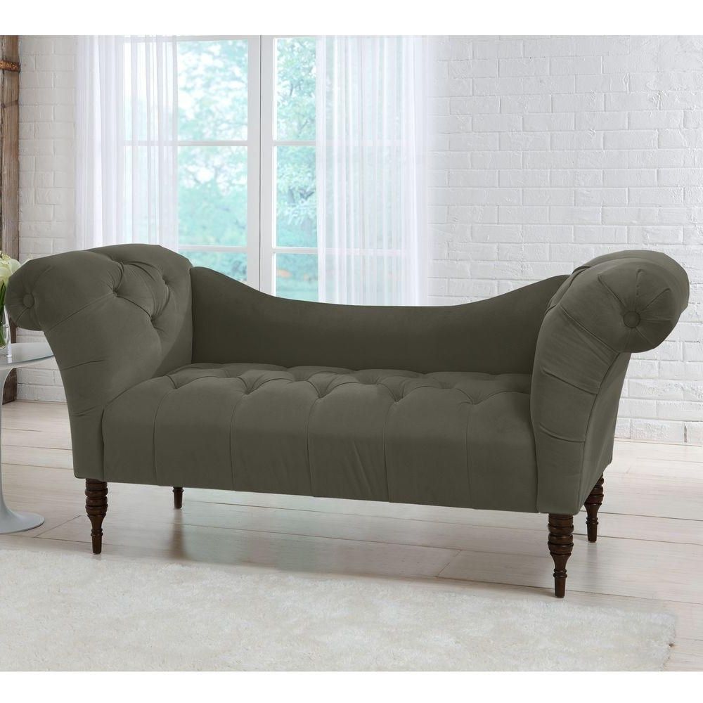 Current Savannah Pewter Velvet Tufted Chaise Lounge 6006vpew – The Home Depot Inside Velvet Chaise Lounge Chairs (View 15 of 15)