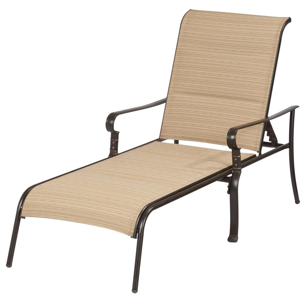 Famous Hampton Bay Belleville Padded Sling Outdoor Chaise Lounge For Wooden Chaise Lounges (Photo 4 of 15)
