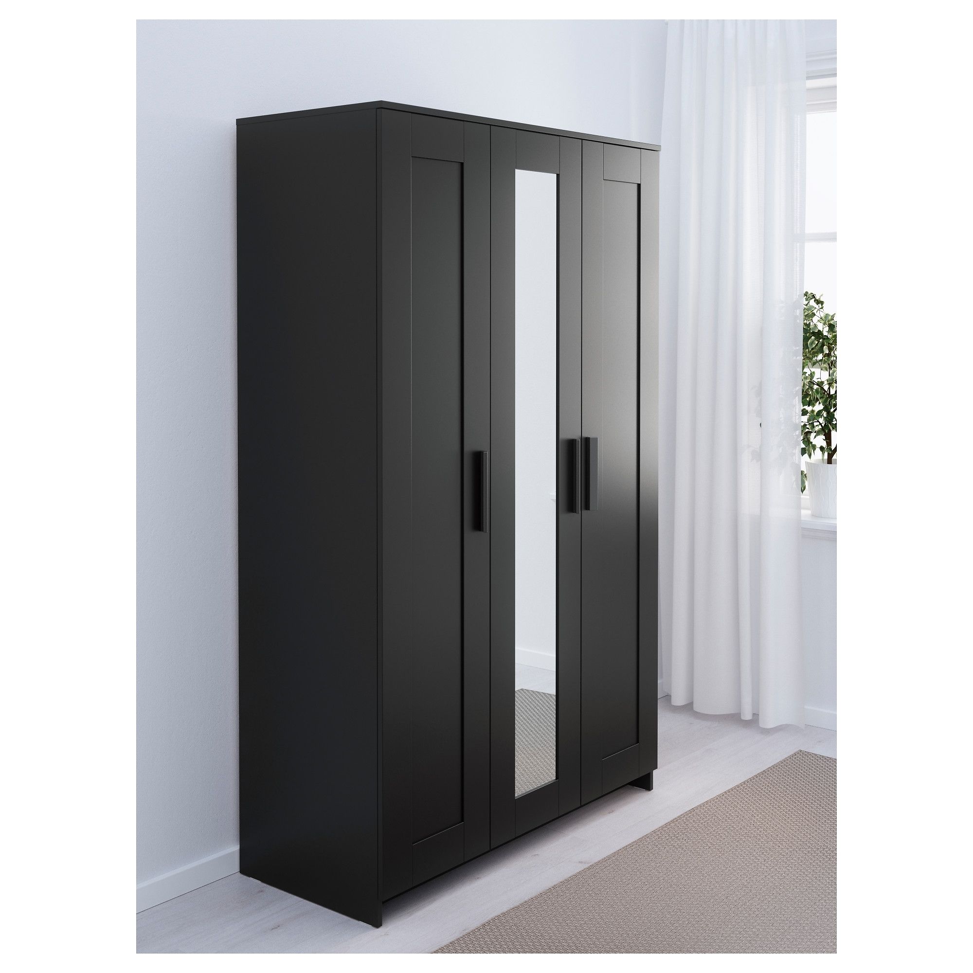 Famous One Door Wardrobes With Mirror Within Brimnes Wardrobe With 3 Doors – White – Ikea (View 13 of 15)