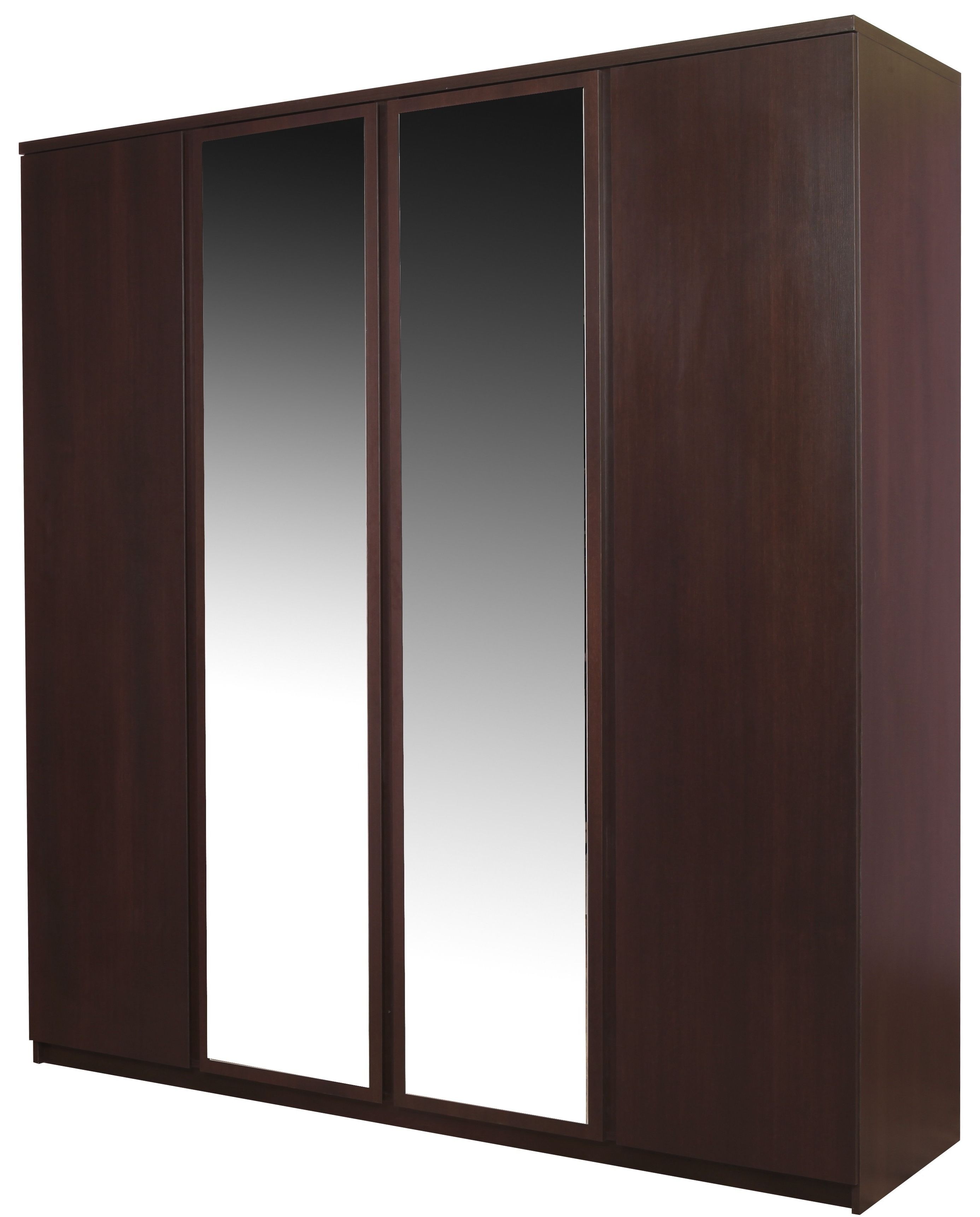 Famous Pello 4 Door Wardrobe With 2 Mirror Door In Dark Mahogany Regarding Wardrobes 4 Doors (View 4 of 15)