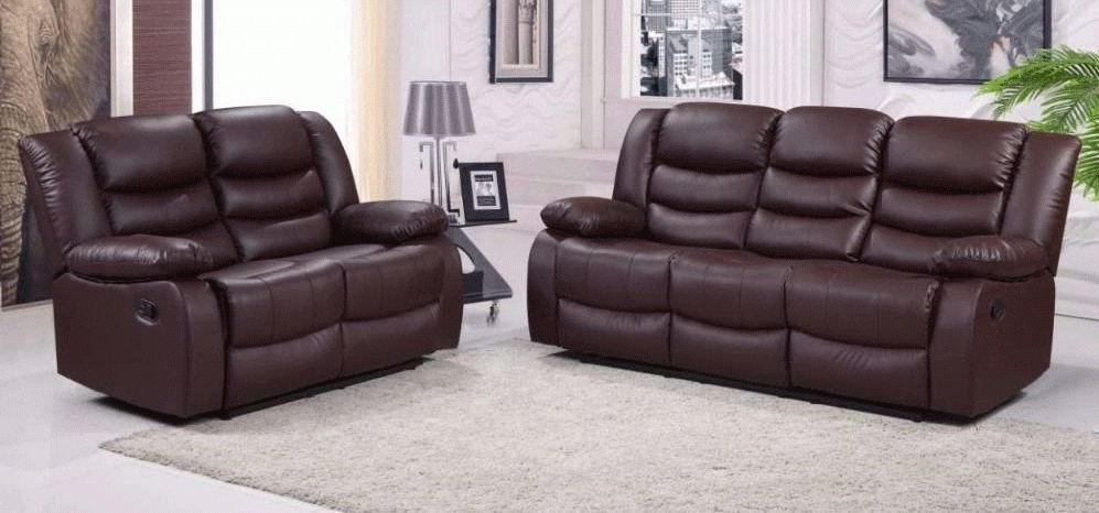 Famous Roma Recliner 3 + 2 Seater Bonded Leather Brown Pertaining To 2 Seater Recliner Leather Sofas (View 15 of 15)