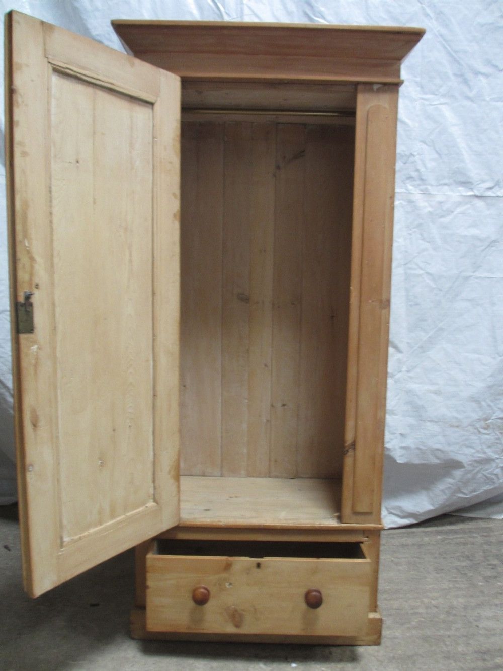 Famous Victorian Pine Single Door Wardrobe With Drawer Under (View 1 of 15)