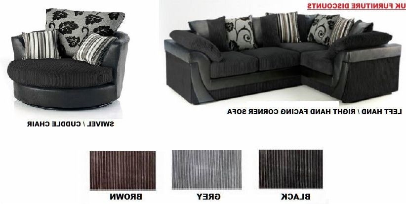 Fashionable Brand New Lucy Lush Corner Sofa Suite/ Cuddle Swivel Chair Black For Sofas With Swivel Chair (Photo 4 of 10)