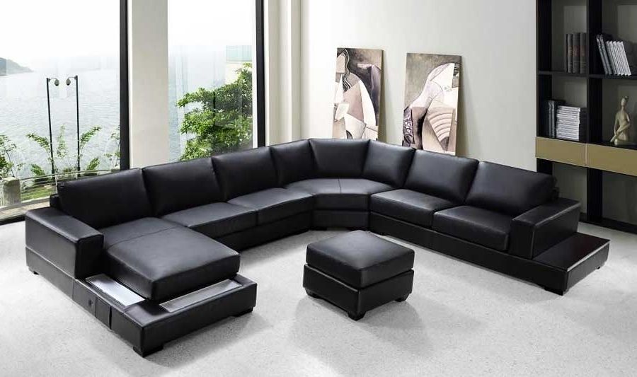 Fashionable Sofa Beds Design: Marvelous Modern Black Microfiber Sectional Sofa In Red Black Sectional Sofas (View 10 of 10)