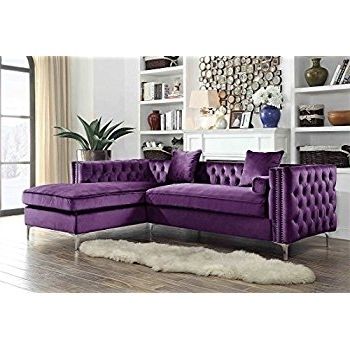 Fashionable Velvet Purple Sofas Regarding Amazon: Flash Furniture Riverstone Implosion Purple Velvet (View 3 of 10)